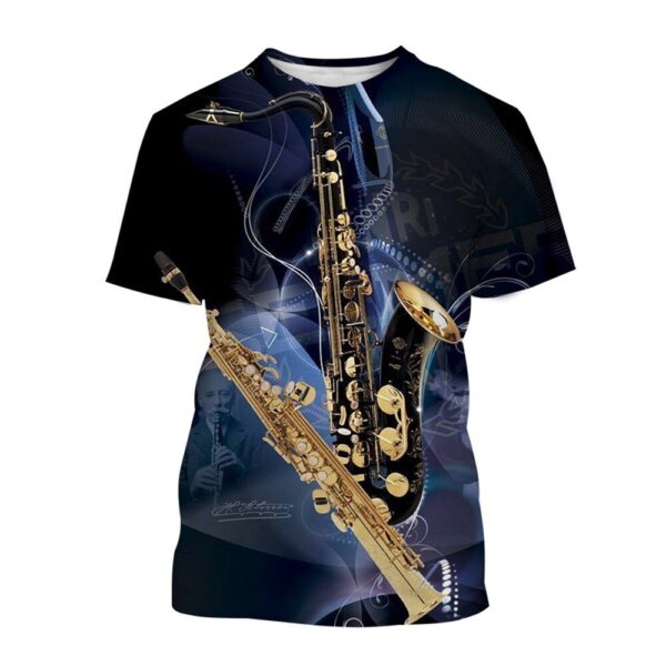 Classic-Men-s-T-shirt-Summer-Music-Saxophone-Pattern-Print-High-Quality-Wear-Everyday-Casual-Blouse-4 2023爱潮牌经典男士T恤夏季音乐萨克斯图案印花-高品质穿着日常休闲衬衫宽松男士T恤