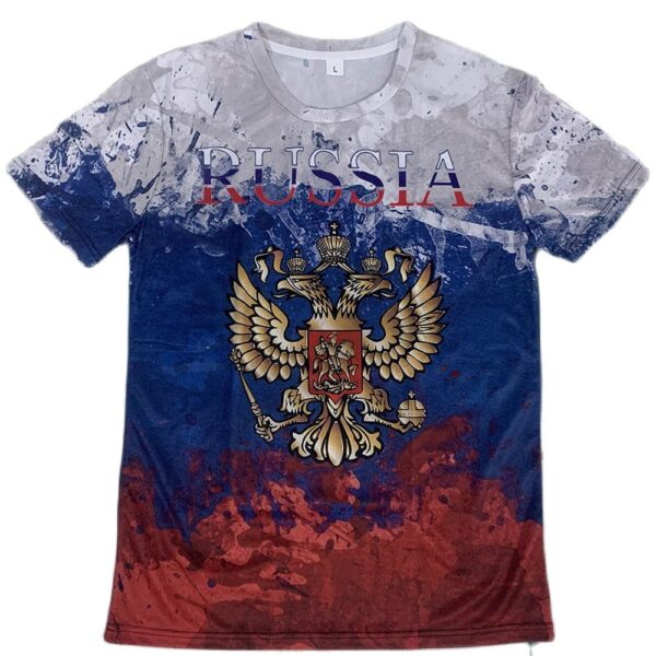 Fashion-Russia-Bear-3D-Print-Men-s-T-shirts-Summer-Round-Neck-Russian-Flag-Short-Sleeve-1 时尚俄罗斯熊3d打印男士T恤夏季圆领俄罗斯国旗短袖男装街头装宽松T恤上衣